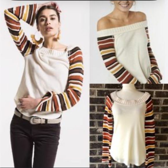 Altar’d State Shirt Striped Multicolor Long Knit Sleeve - Picture 2 of 9